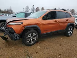 Salvage cars for sale at Bridgeton, MO auction: 2015 Jeep Cherokee Trailhawk
