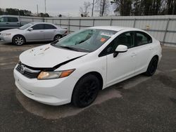 Salvage cars for sale at Dunn, NC auction: 2012 Honda Civic LX