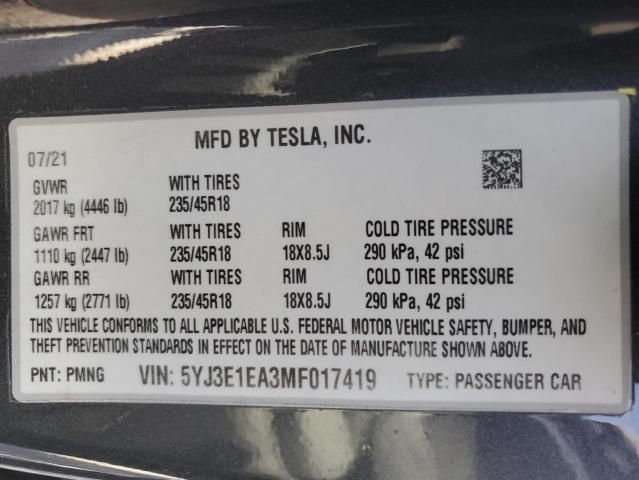 2021 Tesla Model 3