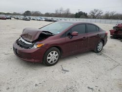 Salvage cars for sale from Copart San Antonio, TX: 2012 Honda Civic LX