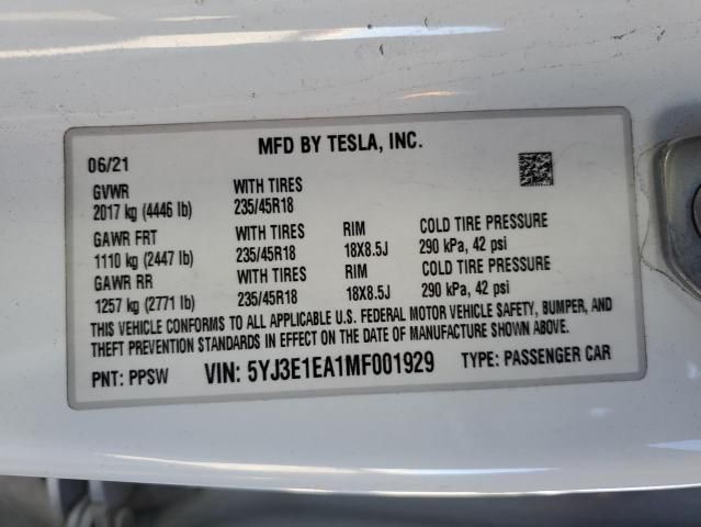 2021 Tesla Model 3