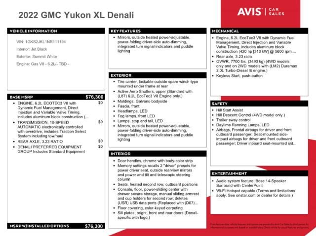2022 GMC Yukon XL Denali