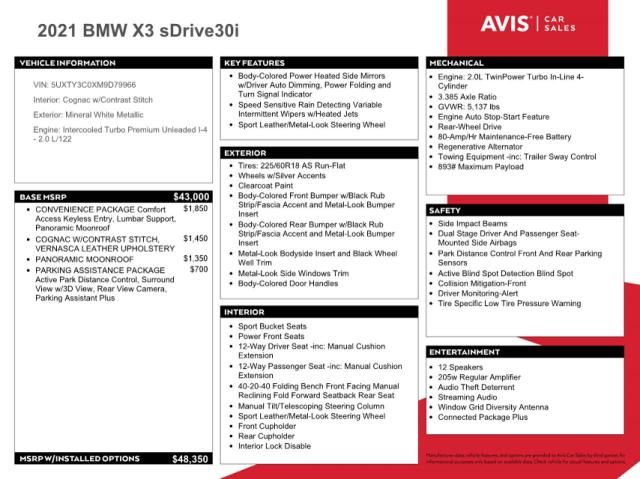 2021 BMW X3 SDRIVE30I