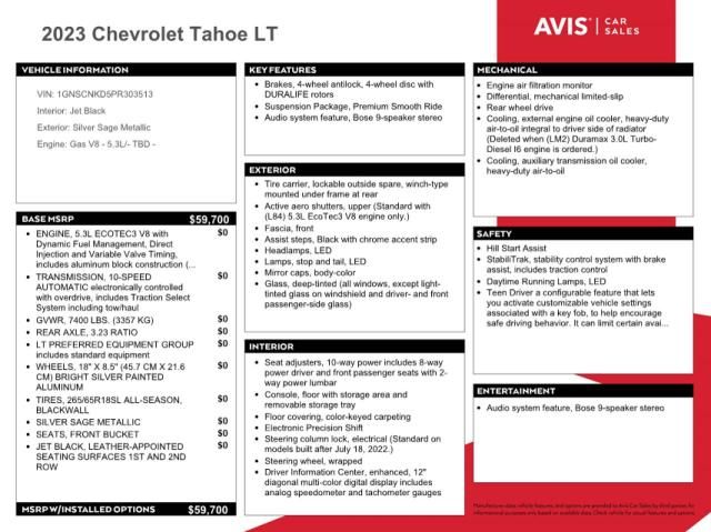 2023 Chevrolet Tahoe C1500 LT