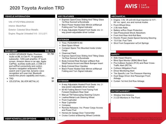 2020 Toyota Avalon XSE
