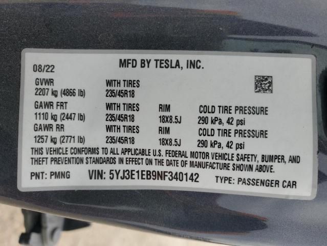 2022 Tesla Model 3