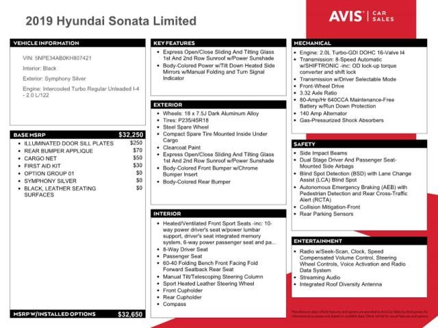 2019 Hyundai Sonata Limited Turbo