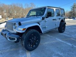 Salvage cars for sale at North Billerica, MA auction: 2023 Jeep Wrangler Sahara 4XE