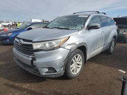 Salvage cars for sale at Brighton, CO auction: 2015 Toyota Highlander LE