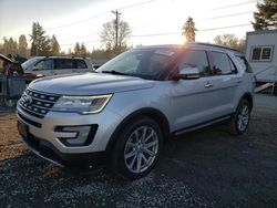 Salvage cars for sale at Graham, WA auction: 2016 Ford Explorer Limited