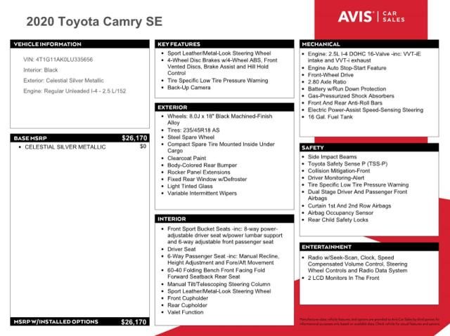 2020 Toyota Camry SE