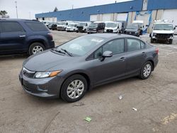 Salvage cars for sale at Woodhaven, MI auction: 2012 Honda Civic LX