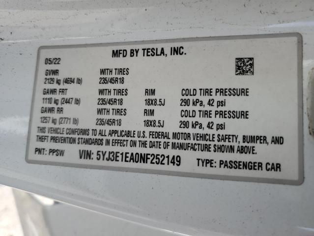 2022 Tesla Model 3