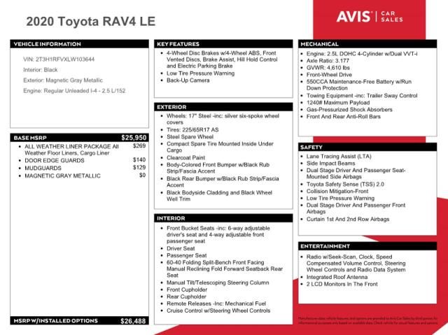 2020 Toyota Rav4 LE