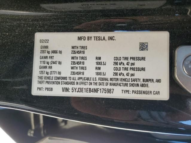 2022 Tesla Model 3