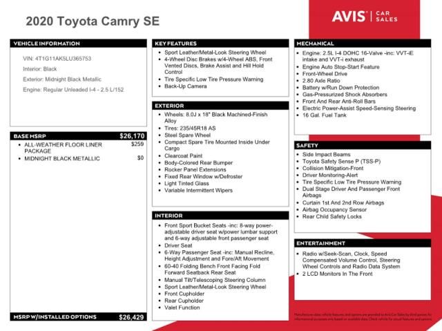 2020 Toyota Camry SE