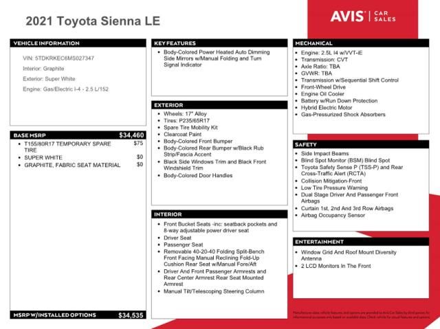 2021 Toyota Sienna LE