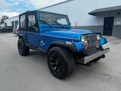 Salvage cars for sale at Miami, FL auction: 1992 Jeep Wrangler / YJ S