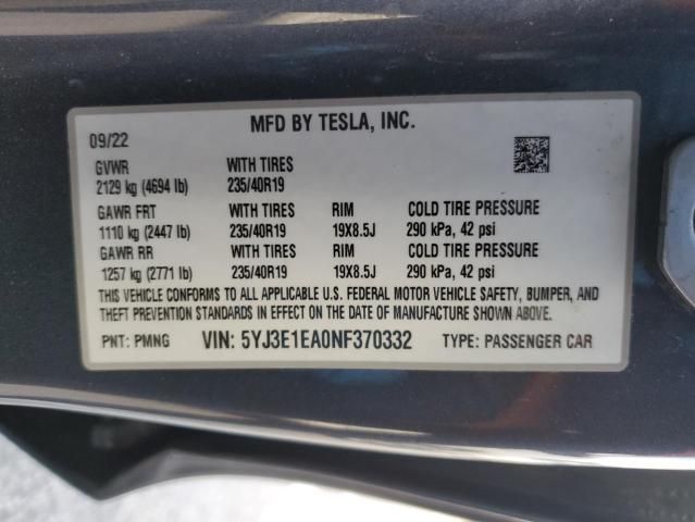 2022 Tesla Model 3