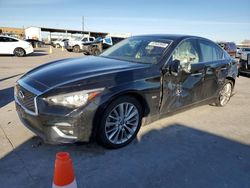 Salvage cars for sale at Grand Prairie, TX auction: 2020 Infiniti Q50 Pure