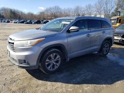 Salvage cars for sale at North Billerica, MA auction: 2015 Toyota Highlander XLE