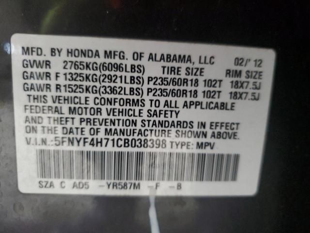 2012 Honda Pilot Exln