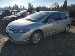 Salvage cars for sale at Graham, WA auction: 2007 Honda Civic Hybrid