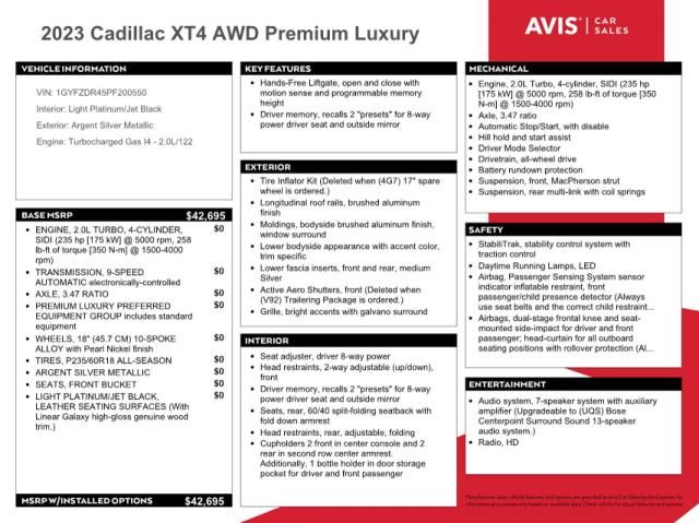 2023 Cadillac XT4 Premium Luxury