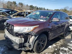 Toyota Highlander salvage cars for sale: 2016 Toyota Highlander XLE