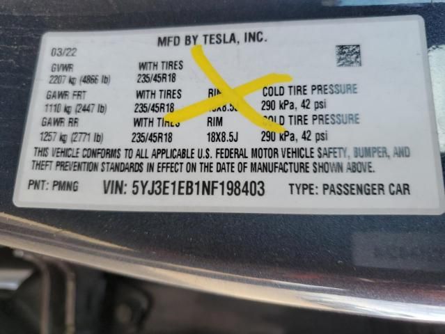 2022 Tesla Model 3