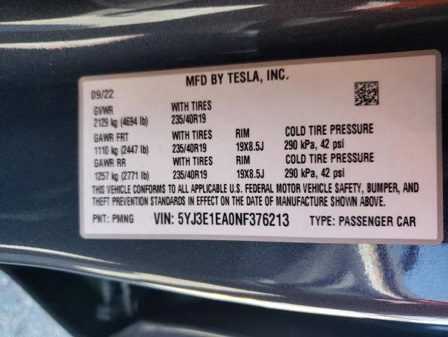 2022 Tesla Model 3