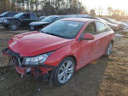 Salvage cars for sale at North Billerica, MA auction: 2015 Chevrolet Cruze LTZ