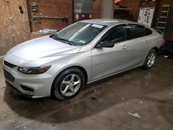 Salvage cars for sale at Ebensburg, PA auction: 2017 Chevrolet Malibu LS
