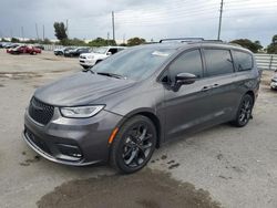 Salvage cars for sale at Miami, FL auction: 2021 Chrysler Pacifica Touring L