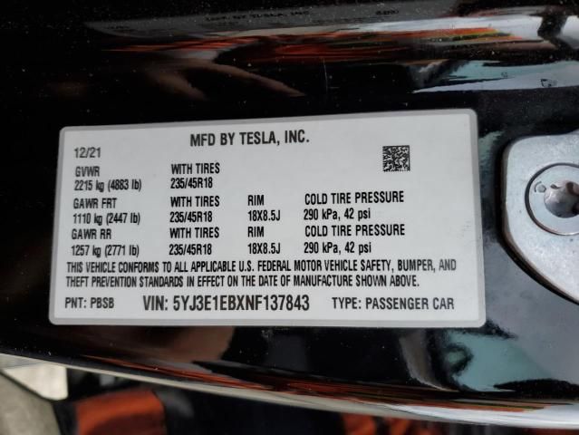 2022 Tesla Model 3