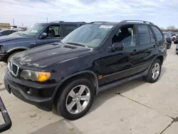 Salvage cars for sale at Grand Prairie, TX auction: 2002 BMW X5 3.0I