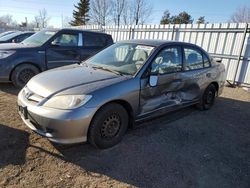 Salvage cars for sale from Copart Ontario Auction, ON: 2004 Honda Civic DX VP