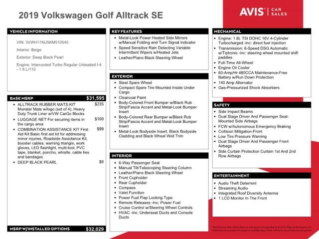 2019 Volkswagen Golf Alltrack S