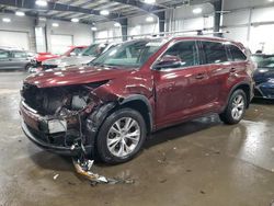 Salvage cars for sale at Ham Lake, MN auction: 2015 Toyota Highlander XLE