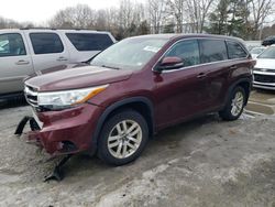 Salvage cars for sale at North Billerica, MA auction: 2016 Toyota Highlander LE