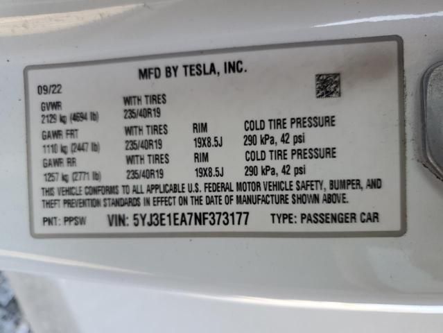 2022 Tesla Model 3