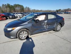 Salvage cars for sale at Gaston, SC auction: 2012 Honda Civic LX