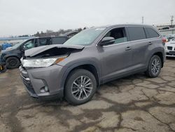 Salvage cars for sale at Pennsburg, PA auction: 2019 Toyota Highlander SE