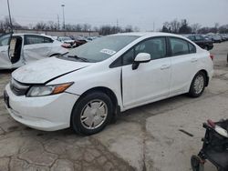 Salvage cars for sale at Fort Wayne, IN auction: 2012 Honda Civic HF