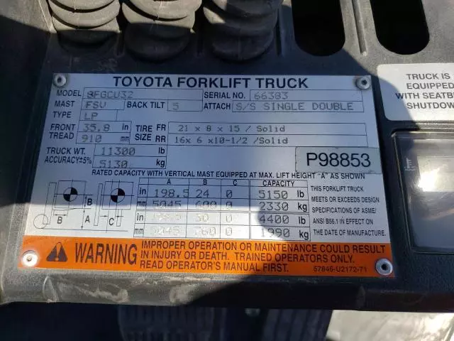 2016 Toyota 8FGCU32 Forklift