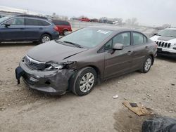 Salvage cars for sale at Kansas City, KS auction: 2012 Honda Civic LX