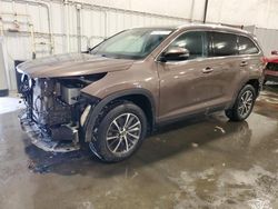 Salvage cars for sale at Avon, MN auction: 2019 Toyota Highlander SE