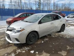 Salvage cars for sale from Copart Moncton, NB: 2015 Toyota Corolla L