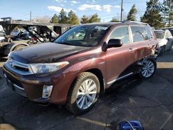 Salvage cars for sale at Denver, CO auction: 2012 Toyota Highlander Hybrid Limited