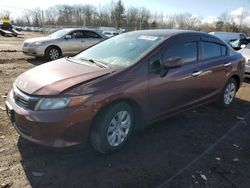 Salvage cars for sale at Chalfont, PA auction: 2012 Honda Civic LX